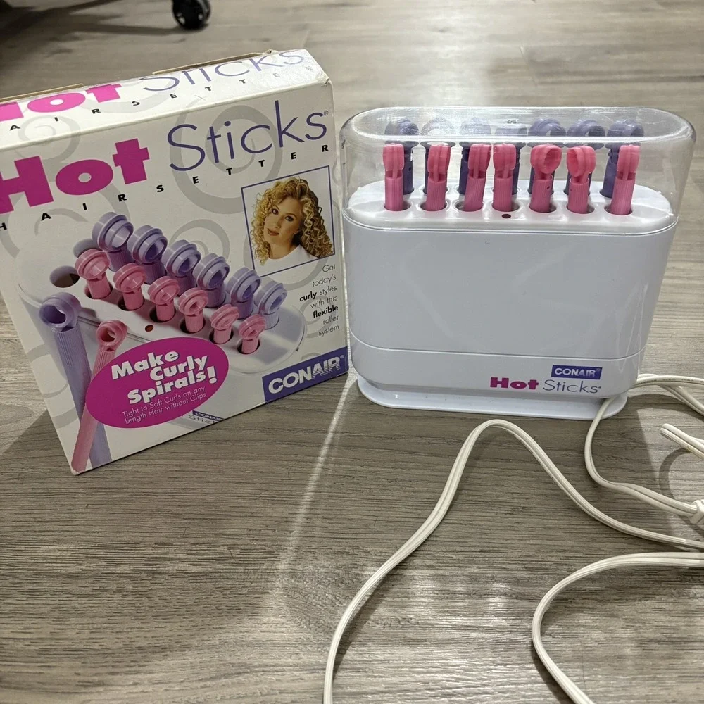 Vtg 1998 Conair Hot Sticks 14 Flexible Rollers HS18R 2 Sizes Purple Pink TESTED